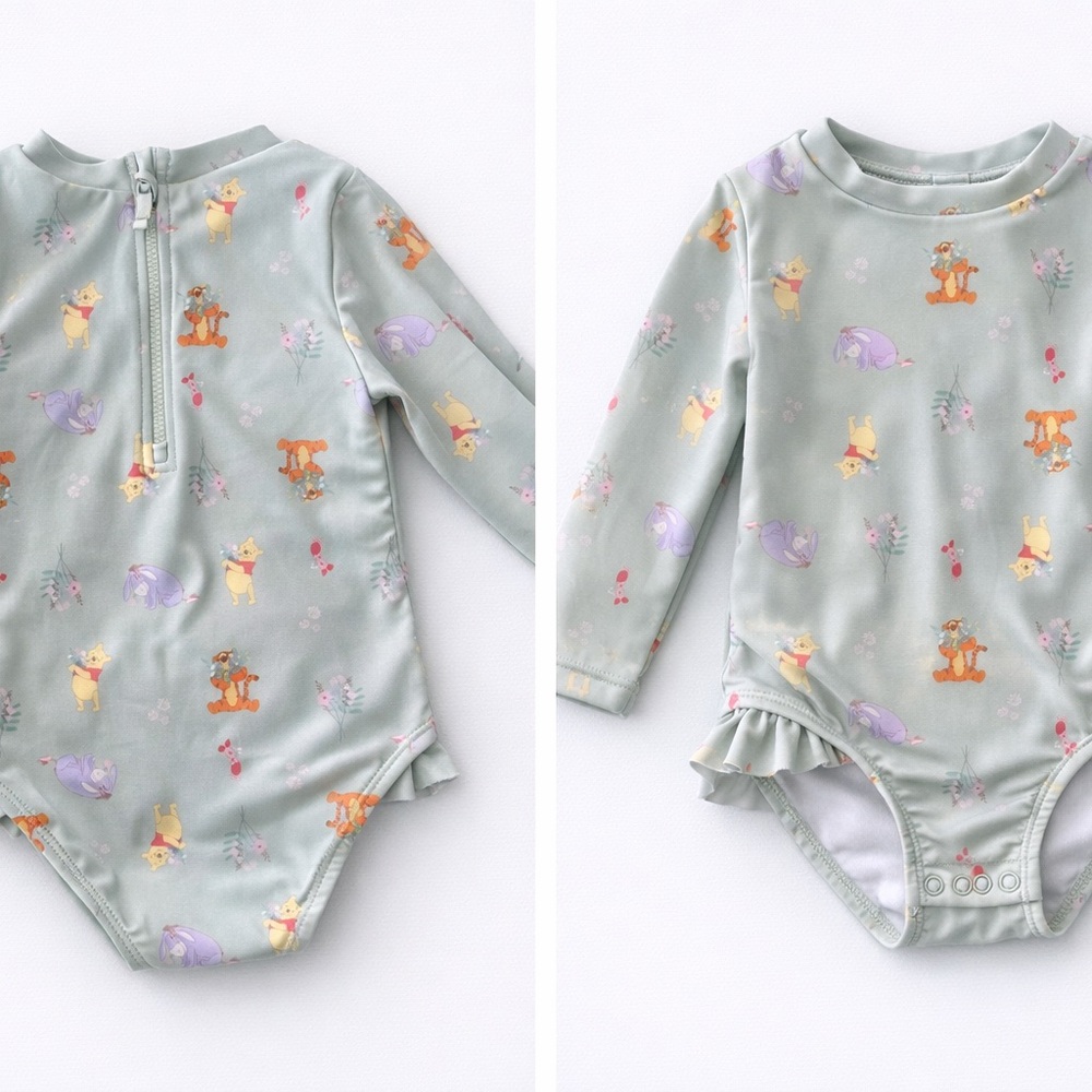 Disney Kids Swim One Piece - Green with Multicolor Characters